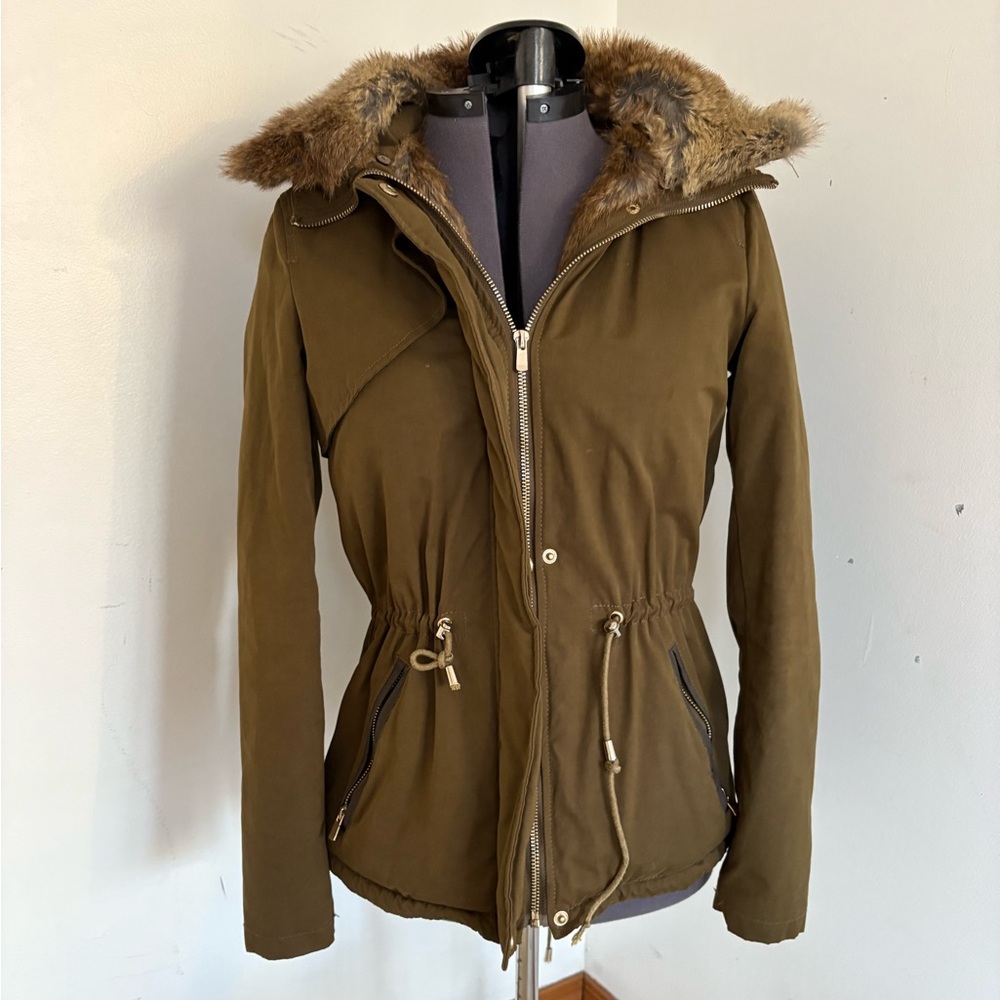 Zara Faux Fur Jacket Hooded